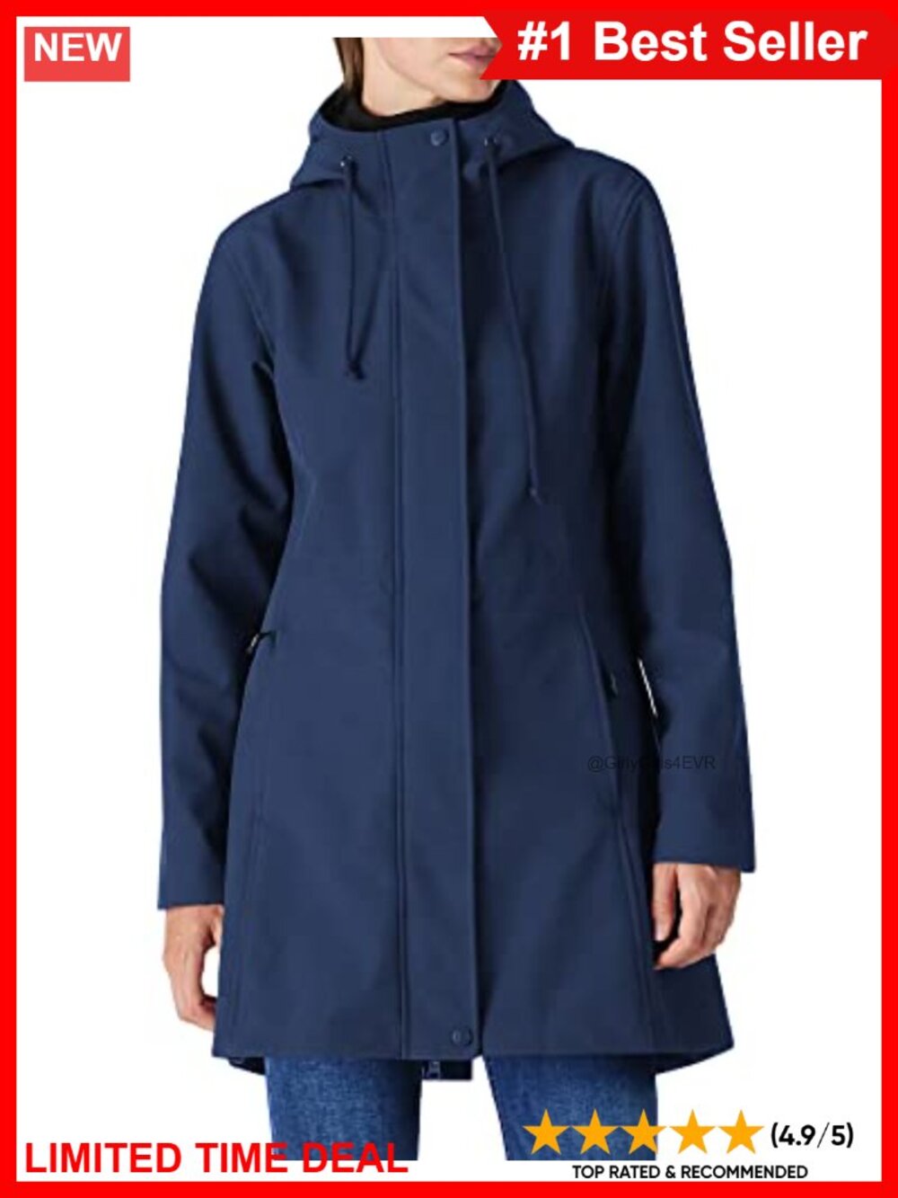 Waterproof Fleece Lined Hooded Softshell Rain Coat Windproof